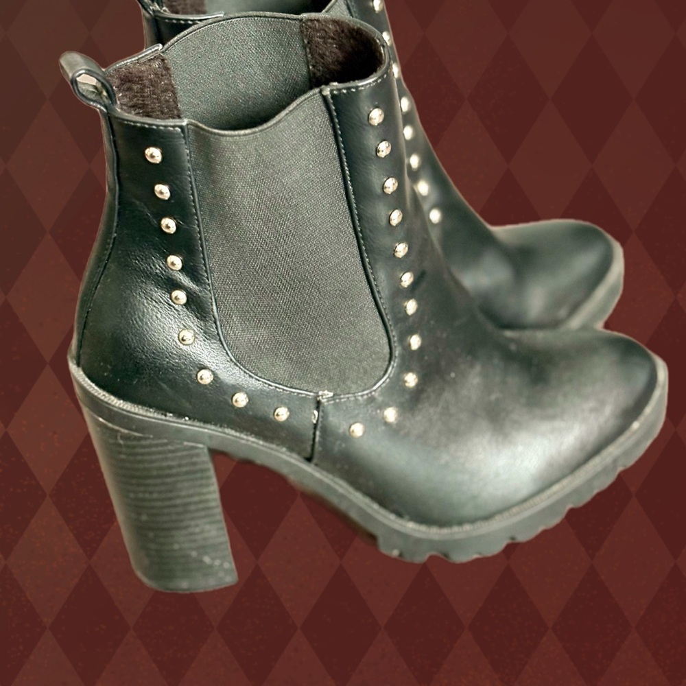 Black Studded Ankle Boots - Picture 3 of 3
